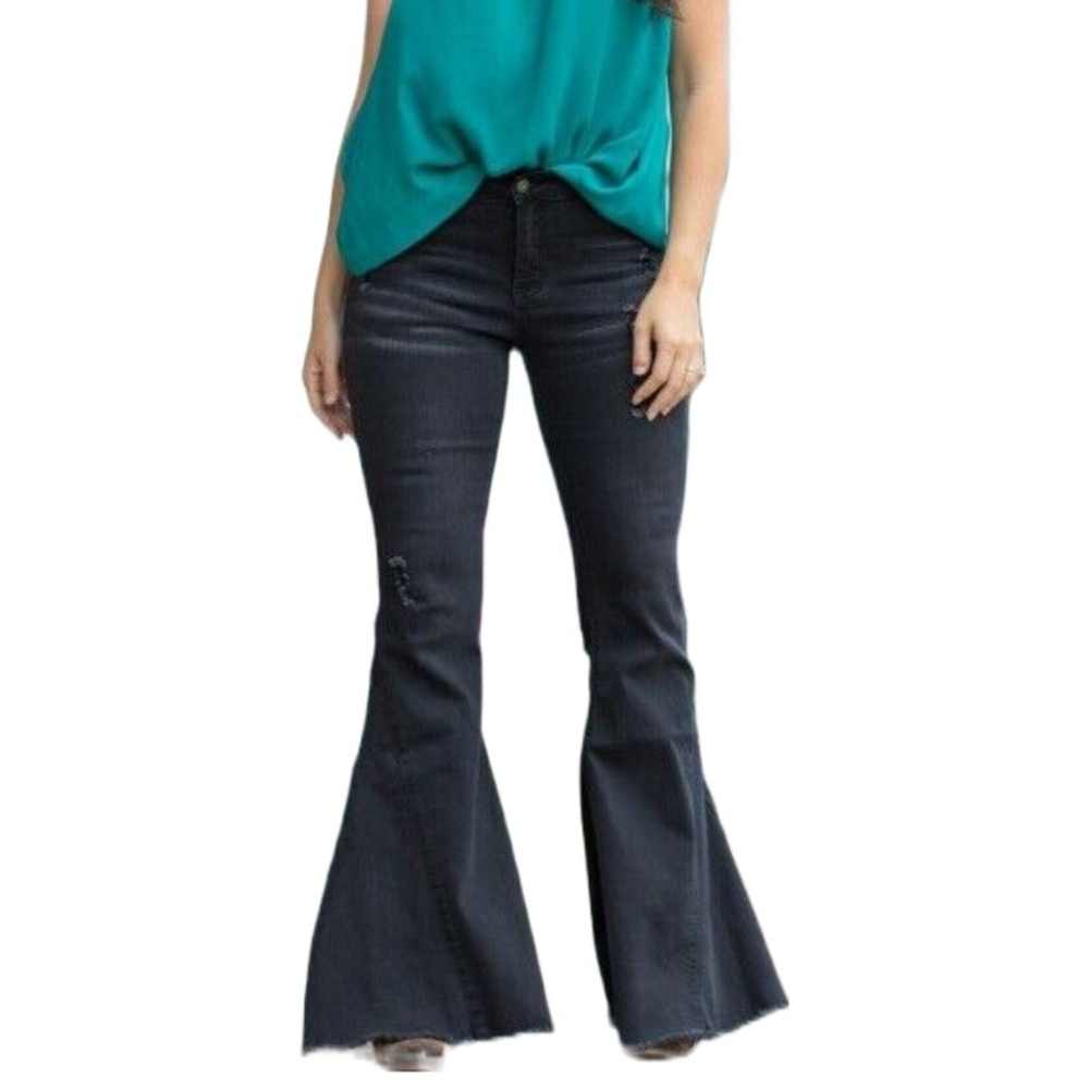 🔥 L&B Mid Rise Extreme Flare Bell Bottom Jeans – Black (Size 4)